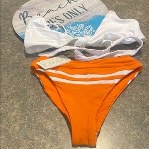 L*Space White and Orange Bikini